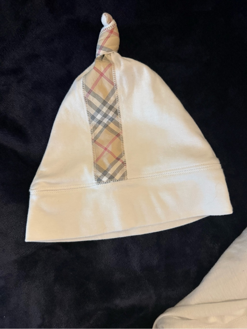 Burberry White Infant Romper with Signature Nova Check Trim - Picture 7 of 7